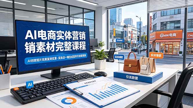 (6.28)AI电商实体营销素材完整课程，AI创意短片完美复刻实景，实体店一键生成宣传引流短视频