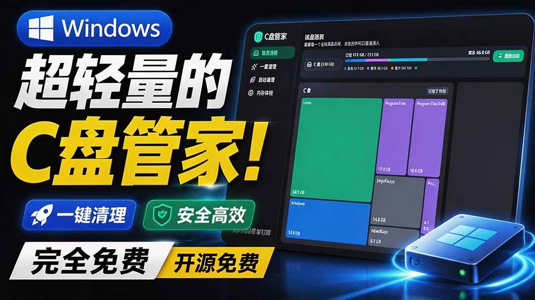 (8.08)Windows 超轻量的C盘管家！超级有特点，支持磁盘分析及清理提醒，2M大小体积，完全免费 C盘管家