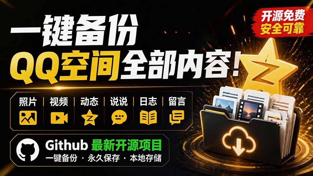 (8.09)一键将你QQ空间全部内容备份下来！照片 / 视频 /动态信息全存本地，Github最新开源项目 QzoneArchive